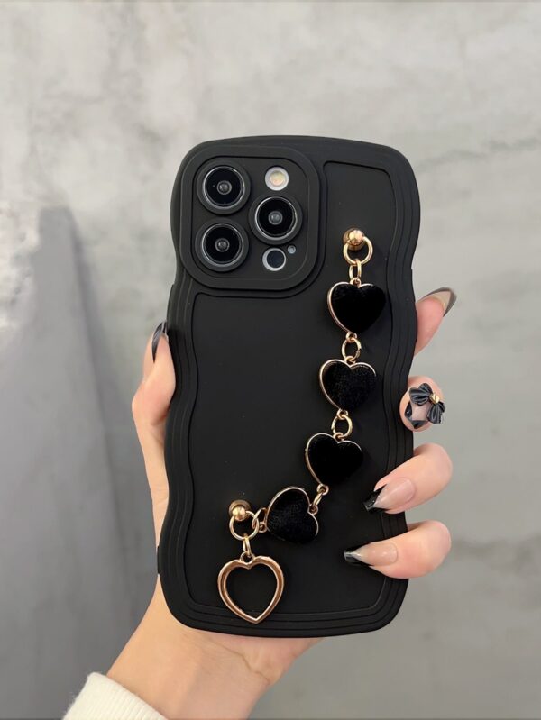 Case negro sujetador corazones