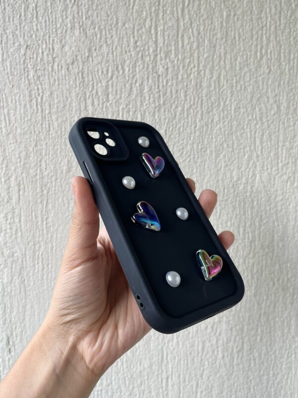 Case negro corazones